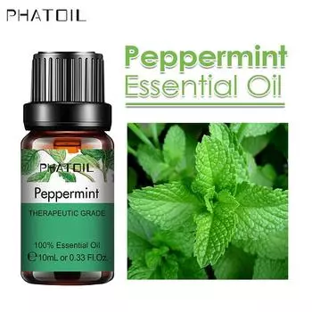 PHATOIL Эфирные масла мяты перечной для ароматерапевтического массажа, йоги, ухода за кожей, релаксации, очистки воздуха, бактерицидов, 5 мл/10 мл/15 мл/30 мл/100 мл Peppermint-5ml+Dropper