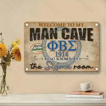 Phi Beta Sigma 1914 Iron Metal Sign Wall Decor for Man Cave Bar Fraternity House Rust Resistant Easy to Hang Collectible Sign 20x30cm белый