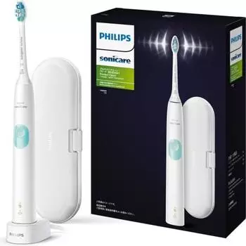 Philips Electric Toothbrush Sonicare Protect Clean (Clean Plus Brush Head/Charger Stand/Travel Case Included) HX6809/73 White Mint