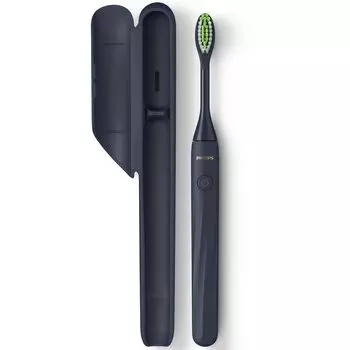 Philips One Midnight Blue электрическая зубная щетка на батарейках портативная дорожная с дорожным футляром HY1100/04 полуночно-синий