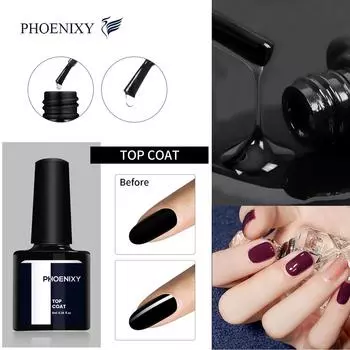 PHOENIXY 8 мл/14 мл гель-лак для верхнего покрытия, УФ-прозрачный гель для ногтей, стойкий гель для замачивания TOP
