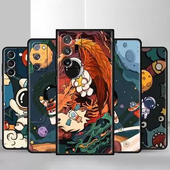 Phone Black Soft Case For Samsung Galaxy S22 S21 S20 Ultra FE S9 S8 S10 Plus Note 20 10 9 Fundas Cover Cute in Space Astronaut Samsung Note 9