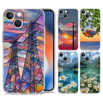 Phone Case For iPhone 15 14 13 12 Mini 11 Pro Max XS X XR 7 8 Plus Clear Shockproof TPU Cover cute art pretty indie hot pink iPhone 15 Plus