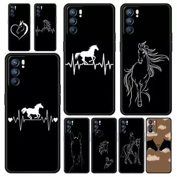 Phone Case For Oppo Find X6 Pro X5 A54 A53 A52 A9 A15 A95 A17 A76 A74 A57 A31 Reno8 Reno7 Reno6 Pro 5G Cover Animal Art Horse Oppo A95
