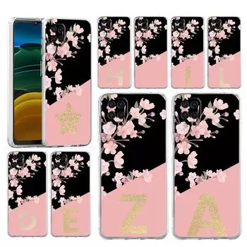 Phone Case For Samsung A54 A52 A50 A70 A10 A30 A40 A20S A20E A02S A12 A14 A22 A24 A42 A34 A32 5G A04s Cover Golden Letter Flower Samsung A14 5G