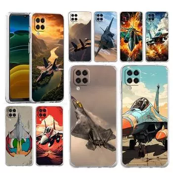 Phone Case For Samsung A54 A52 A50 A70 A10 A30 A40 A20S A20E A02S A12 A14 A22 A24 A42 A34 A32 5G A04s Clear Cover Fighter Planes Samsung A20S