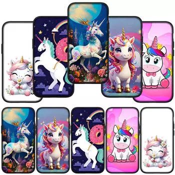Phone Case for Samsung Galaxy S24 S23 iPhone 15 14 Xiaomi Redmi Note 13 12 11 8 10 9 Pro Max X XR S22 S20 FE OPPO A15 Huawei Anime Unicorn Horse Cover