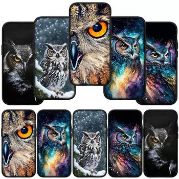 Phone Case for Samsung Galaxy S24 S23 iPhone 15 14 Xiaomi Redmi Note 13 12 11 8 10 9 Pro Max X XR S20 S22 FE 13C OPPO A15 Huawei Owl Cartoon Cover