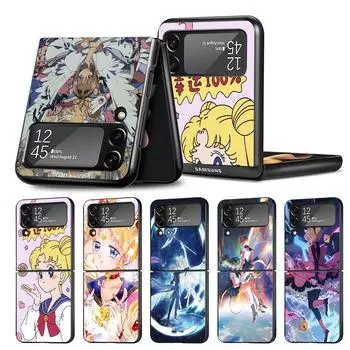Чехол для телефона Samsung Galaxy Z Flip 3 5G ZFlip Z Flip 4 ZFlip3 ZFlip4 Flip4 Anime S-Sailors Kawaii Sea Moon Cover Hard PC Samsung Z Flip 5G