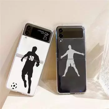 Phone Case For Samsung GalaxyZ Flip 4 5 Fold Clear Hard PC Shell Argentina Flag Soccer 10 For Samsung Z Flip 3 Cover Bumper Galaxy Z Flip 4