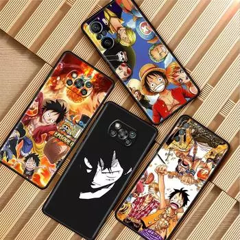 Phone Case For Xiaomi Mi Poco X3 NFC X4 M4 M3 Pro F1 F4 F3 GT C40 11T 11 Lite 5G Fundas Black Cover Japan Anime Star Luffyy Redmi 10 Power