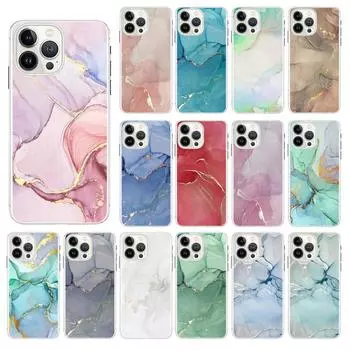 Phone Cases For iPhone 14 12 11 13 Pro Max Case Silicone Funda on iPhone 13Mini X XS Max XR 8 7 14 Plus Colored Marble Painting iPhone 7 8 SE