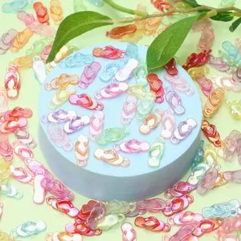 Phone Chain Making Handmade Material Acrylic Candy Color Slippers Shape Craft Beaded Material DIY Beads 30Pcs 8*22mm красный