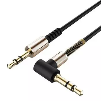 Phone Professional Nylon Braid 90 Degree Stereo 3.5mm Audio Cable Right Angle Male to Male Aux Cord чёрный