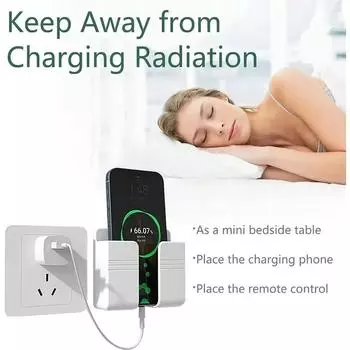 Phone Stand with Self Adhesive Charging and RV Multifunctional Storage Rack Wall Mount Phone Holder for IPhone and Android чёрный
