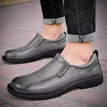 Picking up leaks Men s high-end gray leather shoes Leather soft-soled business casual leather 38 чёрный