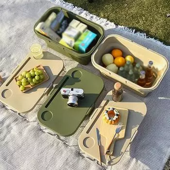 Picnic Basket Collapsible Multi-Functional Outdoor Picnic Storage Basket Portable Camping Food And Fruit Carrying Basket армия зеленый