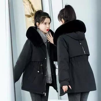 Pie overcomes the trend of cotton-padded winter clothes, new down cotton-padded clothes for women s medium and long Korean version loose large-size M чёрный