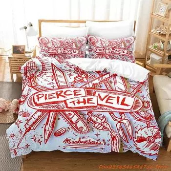 Pierce The Veil Bedding Set Single Twin Full Queen King Size Bed Set Aldult Kid Bedroom Duvetcover Sets 3D Bed Sheet Set 218x177cm 86x70in