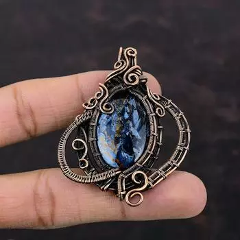 Подвеска Pietersite Copper Wire Wrapped, уникальная медная бижутерия, подвеска с драгоценным камнем, подвеска Pietersite Handmade Wire Wrap, подарок на годовщину