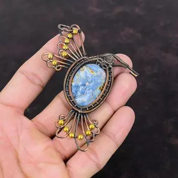 Pietersite Pendant Copper Wire Wrapped Gemstone Jewelry Handmade Pendants Pietersite Jewelry Copper Wire Wrap Pendant Bird Pendant For Gift
