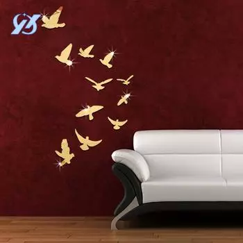 Pigeon Fashion Mirror Wall Sticker 11 Birds Simple TV Background Wall Acrylic Mirror Wall Sticker