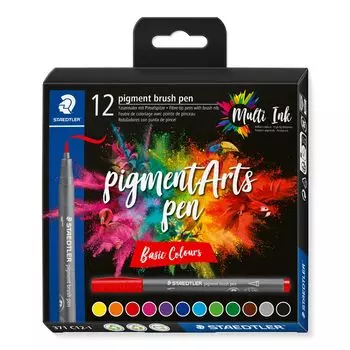 Пигментная ручка-кисть Staedtler 12 цветов 1 набор 371 на водной основе C12-1