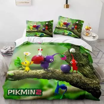 PIKMIN Bedding Set Single Twin Full Queen King Size Pikmin 2 Bed Set Aldult Kid Bedroom Duvetcover Sets 3D Print 036 EU Single 135x200cm