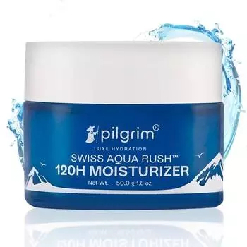 Pilgrim Swiss Aqua Rush™ 120H Увлажняющий крем для лица | Создан на основе мощных увлажняющих веществ - Swiss Aqua Rush™ и PatcH20® | 120 часов усиленного увлажнения | 50 г