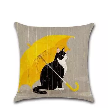 Pillow Cushion New Cover Sofa Home Case Decor Cat Throw Linen Waist 18 Car Horse CatUmbrella