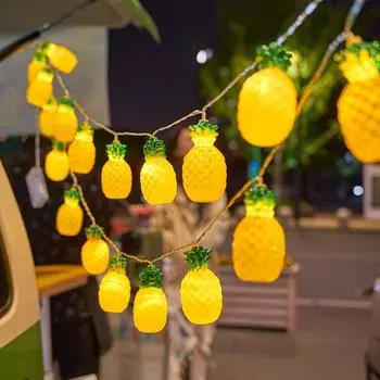 Pineapple Led String Lights DIY Fruit Strawberry Table Party Decoration Lights For Night 40 LEDS USB Battery Powered navidad 600 1.5m 10 leds USB лимон