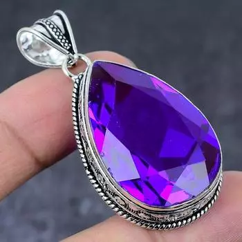 Pink Amethyst Gemstone Handmade 925 Sterling Silver Jewelry Pendant 2.21 b8l21