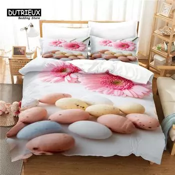 Pink Bedding Set, 3Pcs Duvet Cover Set, Soft Comfortable Breathable Duvet Cover, For Bedroom Guest Room Decor EU single(135x200cm)