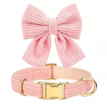 Pink Dog Collar Harness Leash Set Cute Dog Collar Leash WIth Bowtie Soft Harness Vest For Small Medium Dogs Outdoor Walking S синий