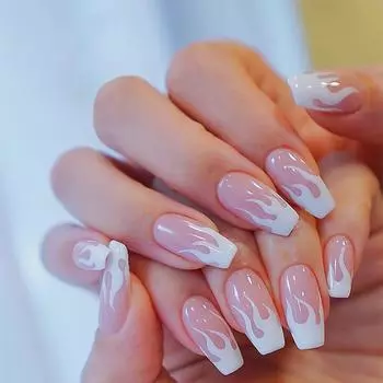 Pink Flame Short Ballet Nail Fake Nail Nail Patch Nail Patch Waterproof Removable Nail Patch