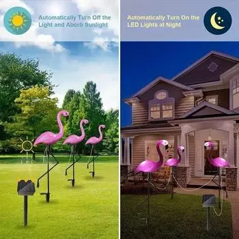 Pink Flamingo Solar Light Outdoor Courtyard Decoration Light Waterproof Garden LED Patio Walkway Light with Lights Ground Lamp