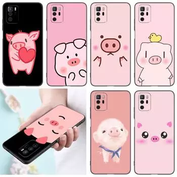 Розовый забавный чехол для телефона Pig для Xiaomi Redmi Note 7 8 9 10 Lite 11 11E 11T 12 Pro 11S 4G 10T 5G 8T 9S 10S Мягкий черный чехол из ТПУ Redmi Note 7(Pro)