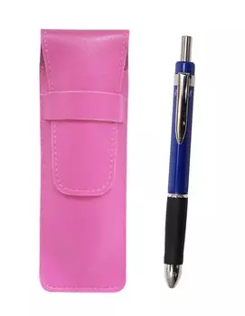 Pink grained leather pencil case triangle 3 mechanical rubber set blue SASP-TR3M-L
