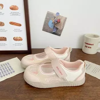 Pink hollow board shoes women s summer new niche Velcro versatile breathable little white shoes 35 розовый
