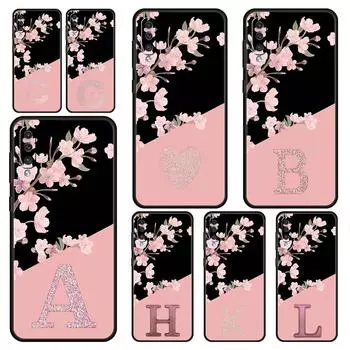 Розовый чехол для телефона с буквами и цветами для Samsung A24 A12 A14 A32 A50 A70 A20E A20S A10S A22 A30 A40 A34 A54 A42 A52 5G A02S A04s Cover Samsung A04