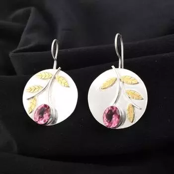 Pink Tourmaline Gemstone 925 Sterling Silver Jewelry Handcrafted Earrings 1.73 EE-176-5
