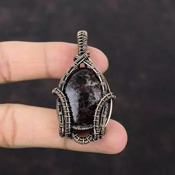 Pink Tourmaline Gemstone Pendant Copper Wire Wrapped Pendant Handmade Designer Pendant Copper Wire Jewelry Ethnic Style Pendant Gift For Him