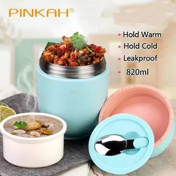 PINKAH Simple 316 нержавеющая сталь термоизоляция двойной ланч-бокс портативный однотонный маленький бенто-бокс 820 мл 1&820ml&2 красный