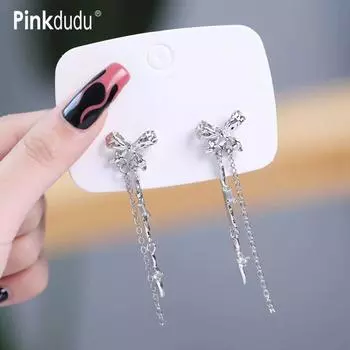 Pinkdudu модные длинные серьги-капли в холодном стиле с бабочкой, легкие роскошные симметричные серьги с бахромой и бабочкой для женщин PD1494 F