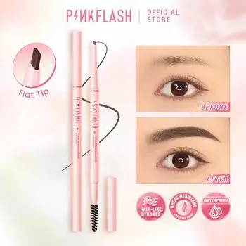PINKFLASH Двусторонний выдвижной карандаш для бровей Водостойкий натуральный не слеживающийся карандаш для татуировки бровей Усилители для макияжа Косметика с кистью