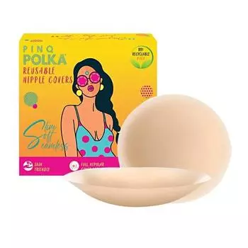 PINQ POLKA Многоразовые накладки на соски для женщин| Силиконовые пастилки для сосков - Премиум Ультратонкие | Безопасные для кожи | До 12 часов фиксации - 2 шт.