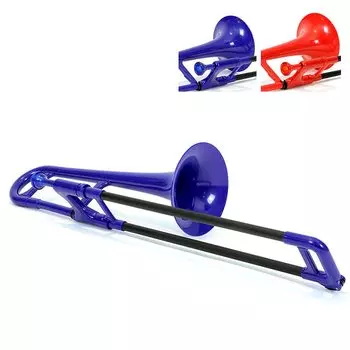 pInstruments pBONE mini Альтовый тромбон ми-бемоль, Пластиковый духовой инструмент, Легкий и прочный АБС-пластик с биопокрытием, PBONE2B Синий (Включает мундштук и