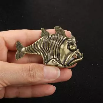 Пиранья Латунное Настольное Украшение Фигурка Орнаменты Рыба Пиранья Чайный Питомец Медные Поделки Коллекция Декоративные Фигурки