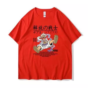 Пираты Соломенной Шляпы Nika Gear 5 Monkey D Luffy Wanted Плакат Манга Мужская Футболка Унисекс Мужские Футболки Harajuku Рубашки S
