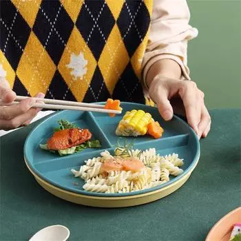 Пищевая тарелка круглая квадратная домашняя кухонная многоразовая обеденная тарелка для взрослых порционный контроль диета 3 отделения безопасна для микроволновой печи жёлтый